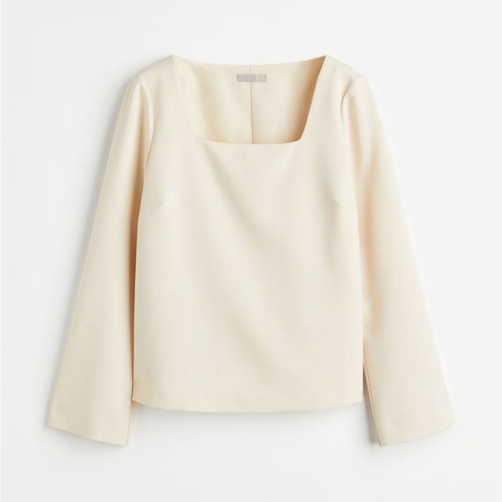 H&M Ivory Square Neck Blouse